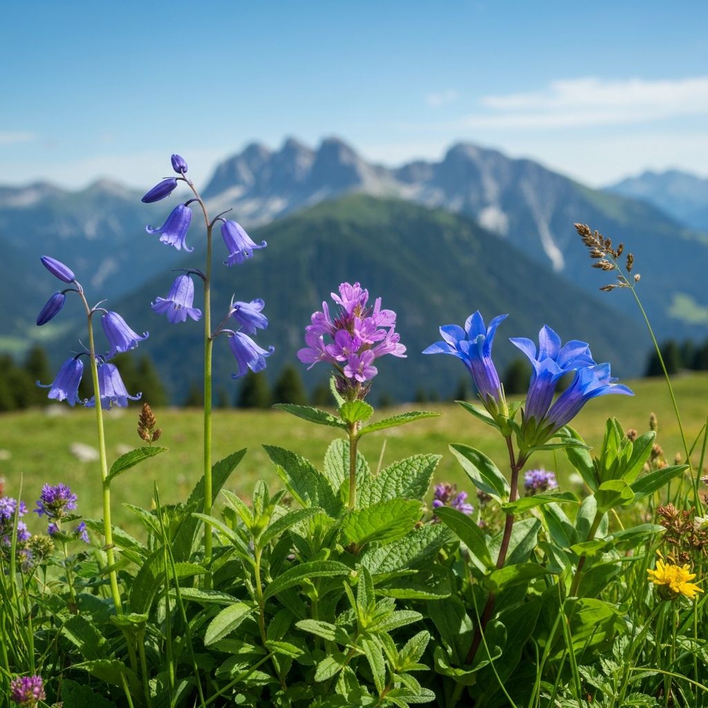 Alpine Kräuter mit Bergkulisse